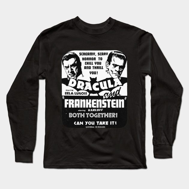 Dracula Frankenstein Double Feature Long Sleeve T-Shirt by zombill